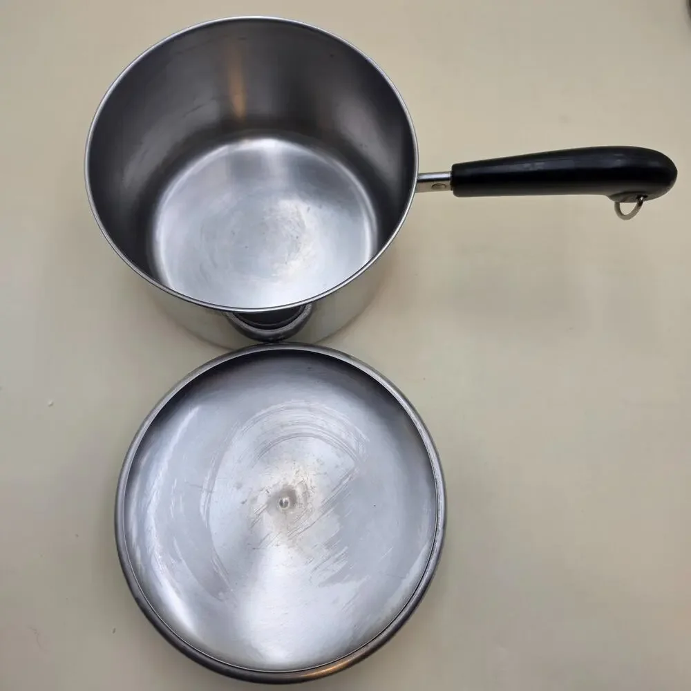 Revere Ware 1801 Saucepan Set 1.5 & 3 Quart Copper Bottom Stainless Clinton USA